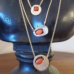 Chico's NWOT Gold & Coral Necklace & Earrings